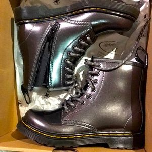 Child size 11 doc martens. Color: gun metal . Lightly used